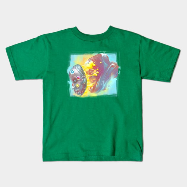 Cyber Mask Kids T-Shirt by Luaygarwan